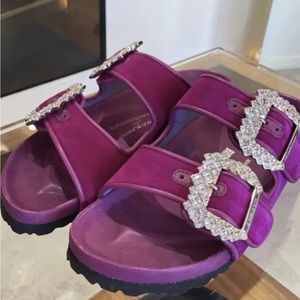 Manolo Blahnik Birkenstocks Fuchsia